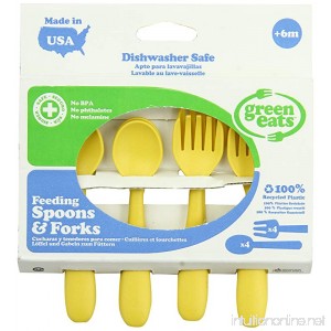 Green Eats 4 Pack Feeding Spoons and Forks Yellow - B004S2GB0Y